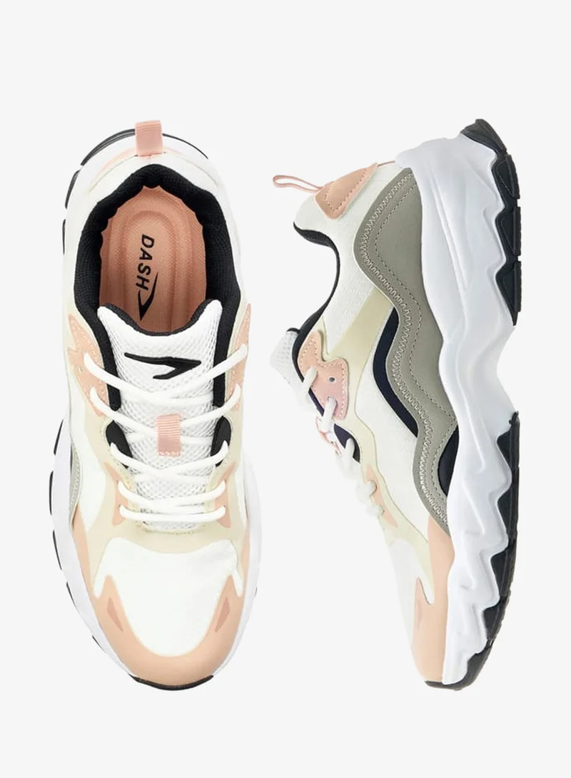 Dash Women Panelled Sports Shoes with Lace-Up Closure